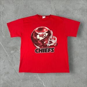 Vintage 90's Kansas City Chiefs NFL Football 3D Helmet Size XL Red T-Shirt